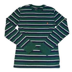 Polo Ralph Lauren LS Waffle Knit Shirt, Green, Blue, White, Size Sm.